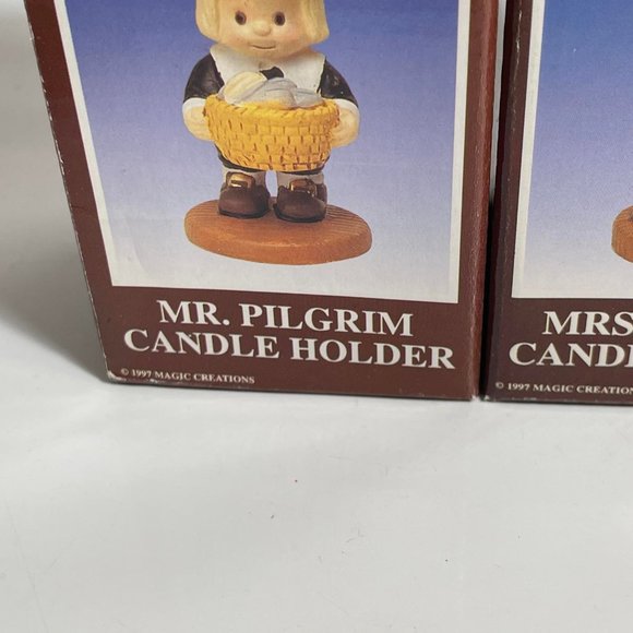 Magic Creations Vintage Original Boxes Thanksgiving Mr/Mrs Pilgrim Candle Holder - Picture 2 of 5